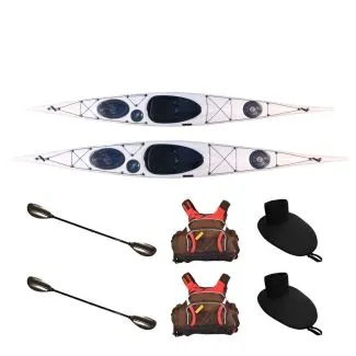 2 Stück Seekajak Splint Touring Elite weiß aus Glasfaser/Carbon, inkl. Zubehör