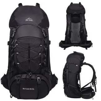 Hi-Trek Damenrucksack 50L (45+5) Air Camino – schwarz mit Regenhülle