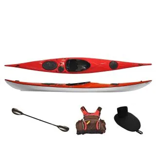 Seekajak Splint Easy Line Elite rot aus Glasfaser/Carbon, inkl. Zubehör