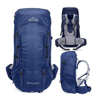 Hi-Trek 60L Wanderrucksack **Nordische Marke** Blau mit Regenschutz