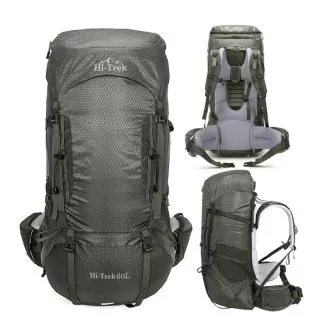 Hi-Trek 60L Wanderrucksack **Nordische Marke** Grün mit Regenschutz