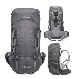 Hi-Trek 50L Wanderrucksack **Nordische Marke** Grau mit Regenschutz