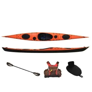 Seekajak Splint Sea Play 535 Elite orange/schwarz aus Glasfaser/Carbon, inkl. Zubehör