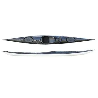 Seekajak Splint greenland Elite schwarz-Weiß aus Glasfaser/Carbon, inkl. Zubehör