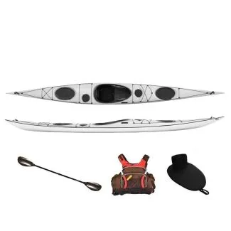 Seekajak Splint greenland Elite weiß aus Glasfaser/Carbon, inkl. Zubehör
