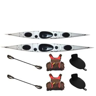 2 Stück Seekajak Splint Sea Play 535 Elite weiß aus Glasfaser/Carbon, inkl. Zubehör