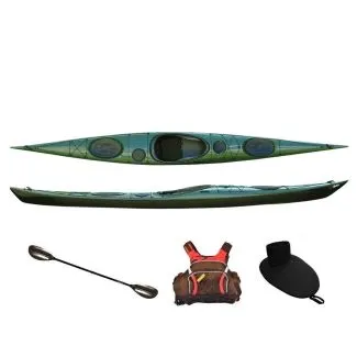 Seekajak Splint Sea Play 535 Elite grün/schwarz aus Glasfaser/Carbon, inkl. Zubehör