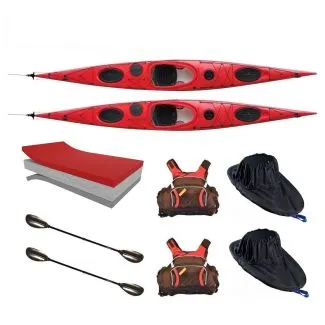 2 Stück Seekajak Spirit 500 PE, rot, inkl. Zubehör