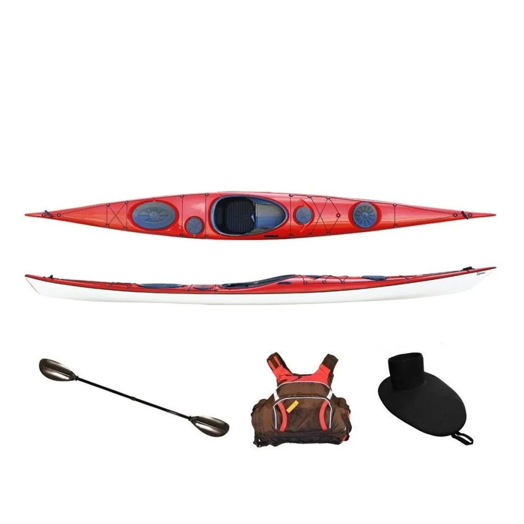 Seekajak Splint Sea Play 510 Elite rot aus Glasfaser/Carbon, inkl. Zubehör