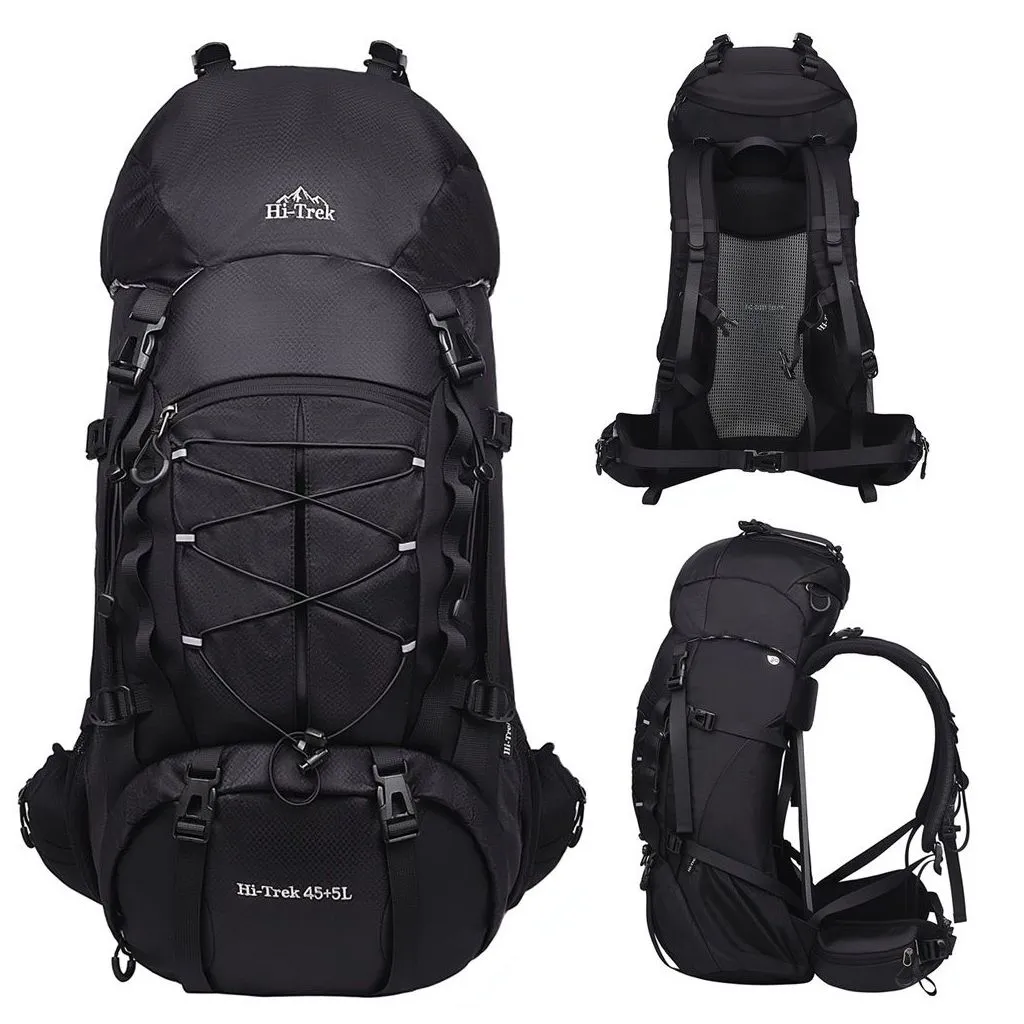 Hi-Trek Damenrucksack 50L (45+5) Air Camino – schwarz mit Regenhülle