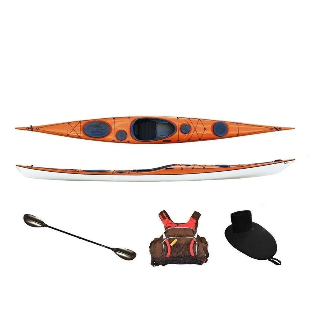 Seekajak Splint Sea Play 510 Elite orange aus Glasfaser/Carbon, inkl. Zubehör